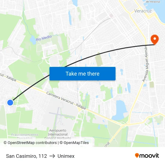 San Casimiro, 112 to Unimex map