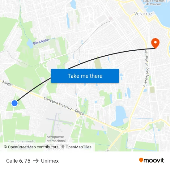 Calle 6, 75 to Unimex map