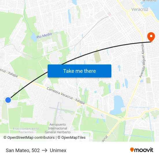 San Mateo, 502 to Unimex map