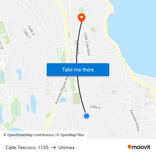 Calle Texcoco, 1135 to Unimex map