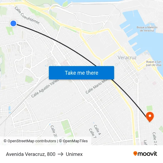 Avenida Veracruz, 800 to Unimex map