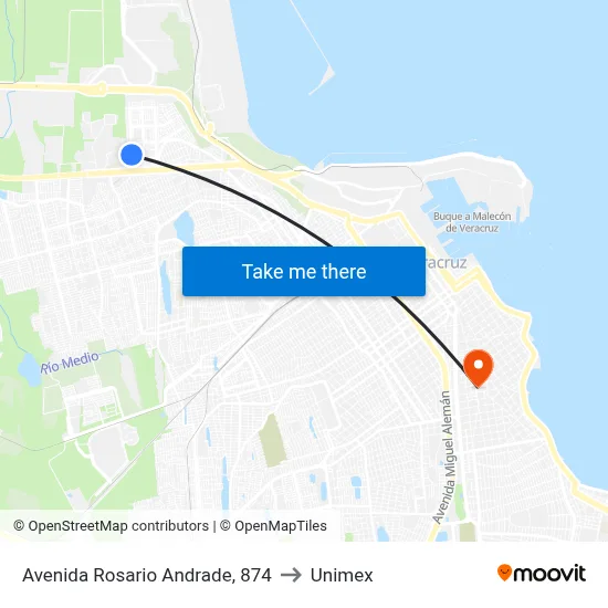 Avenida Rosario Andrade, 874 to Unimex map