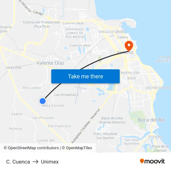 C. Cuenca to Unimex map