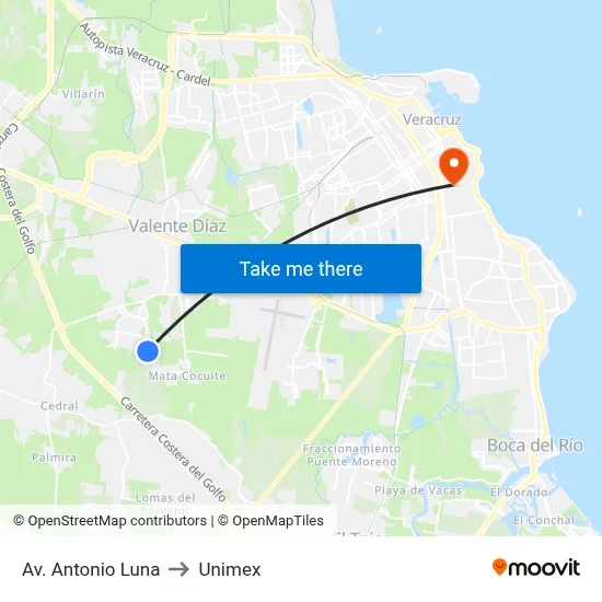 Av. Antonio Luna to Unimex map