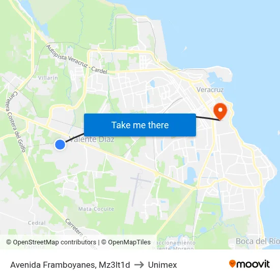Avenida Framboyanes, Mz3lt1d to Unimex map