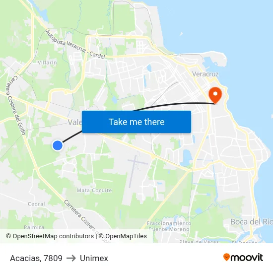 Acacias, 7809 to Unimex map