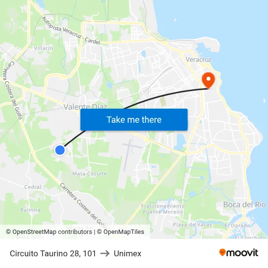 Circuito Taurino 28, 101 to Unimex map
