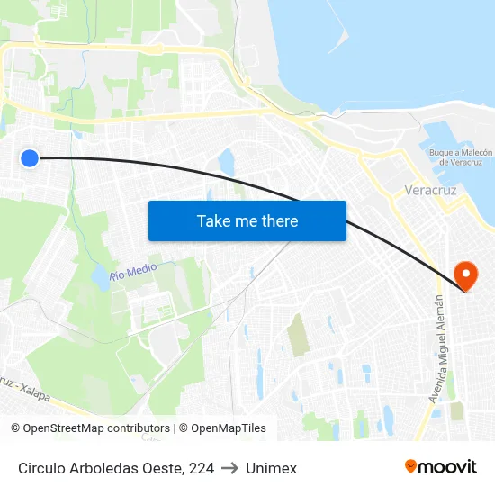 Circulo Arboledas Oeste, 224 to Unimex map
