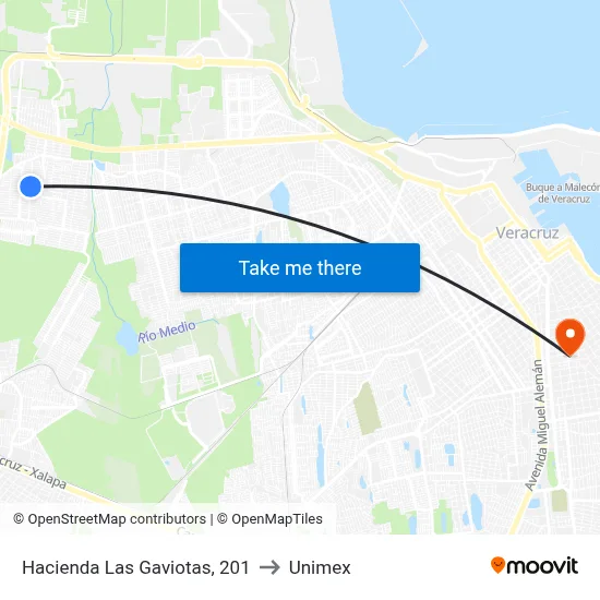 Hacienda Las Gaviotas, 201 to Unimex map