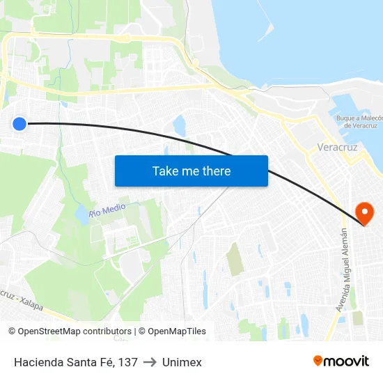 Hacienda Santa Fé, 137 to Unimex map