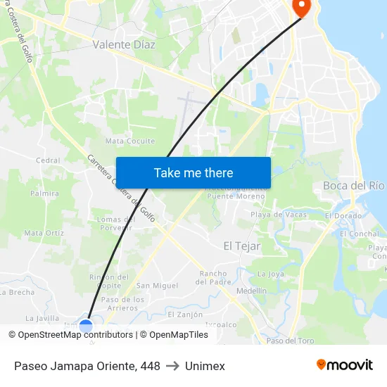 Paseo Jamapa Oriente, 448 to Unimex map