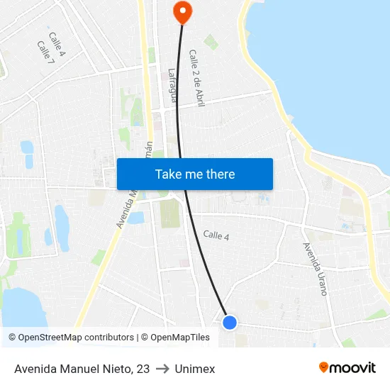 Avenida Manuel Nieto, 23 to Unimex map