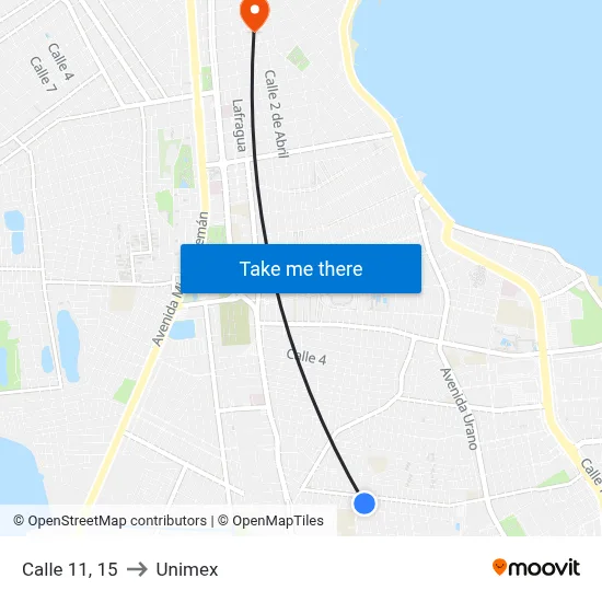 Calle 11, 15 to Unimex map