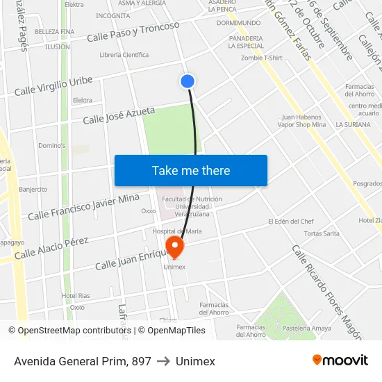 Avenida General Prim, 897 to Unimex map