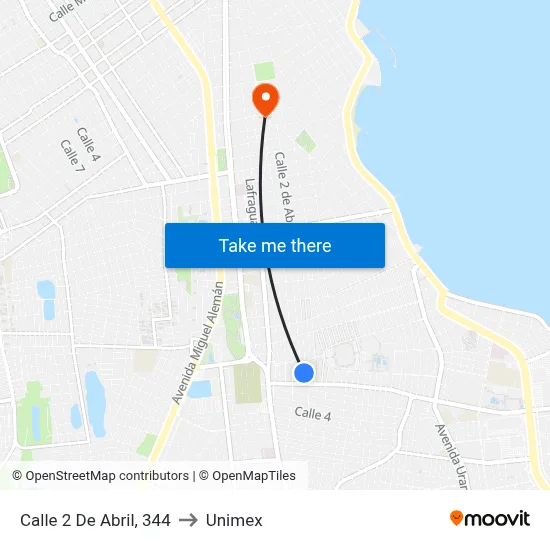 Calle 2 De Abril, 344 to Unimex map