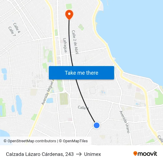 Calzada Lázaro Cárdenas, 243 to Unimex map