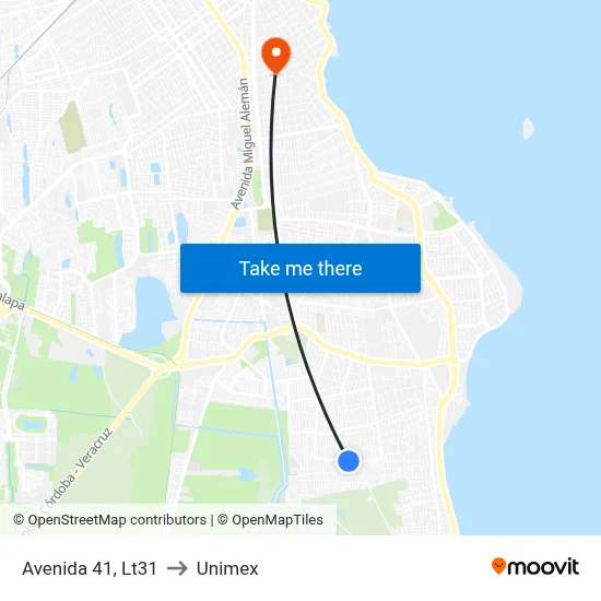Avenida 41, Lt31 to Unimex map
