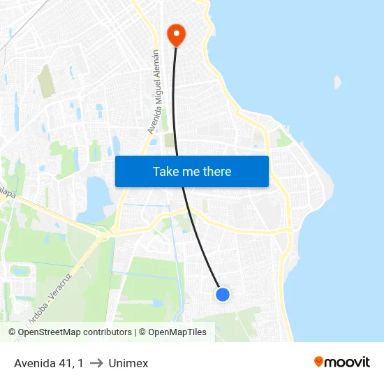 Avenida 41, 1 to Unimex map