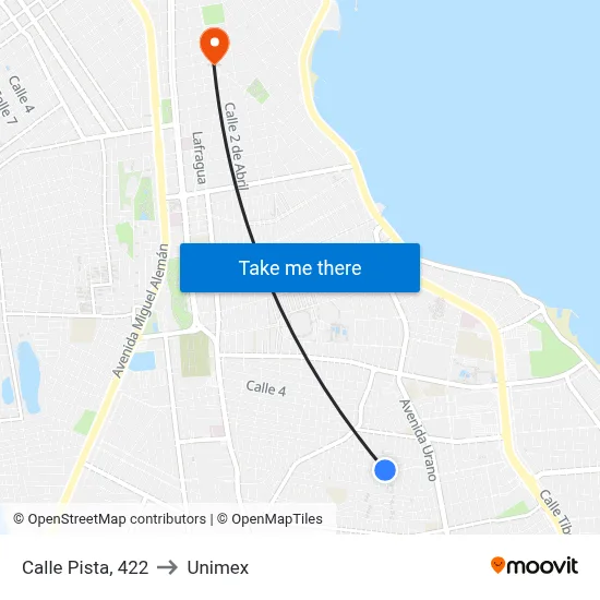 Calle Pista, 422 to Unimex map