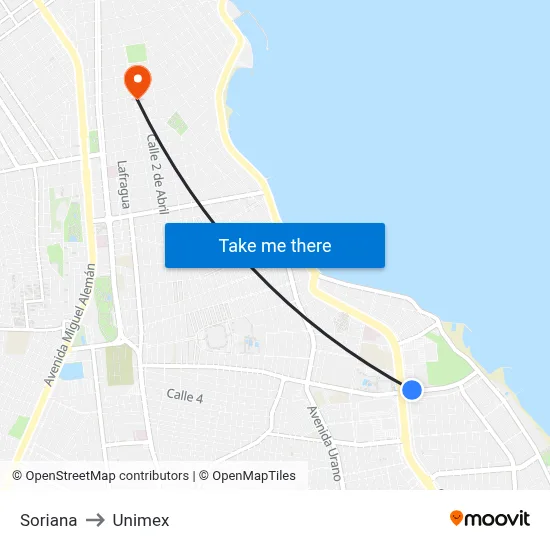 Soriana to Unimex map