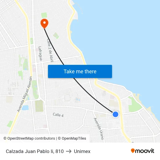 Calzada Juan Pablo Ii, 810 to Unimex map