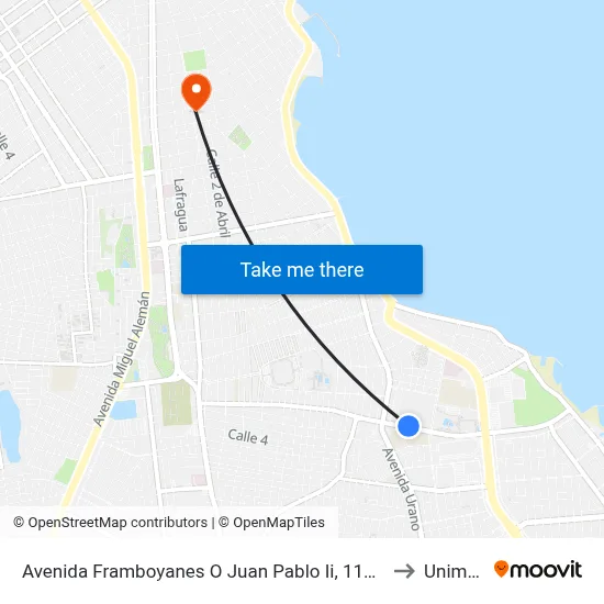 Avenida Framboyanes O Juan Pablo Ii, 1111f to Unimex map