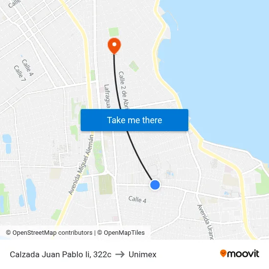 Calzada Juan Pablo Ii, 322c to Unimex map