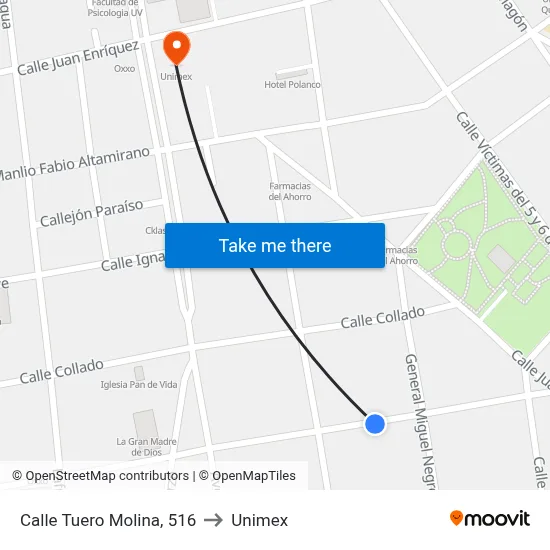 Calle Tuero Molina, 516 to Unimex map