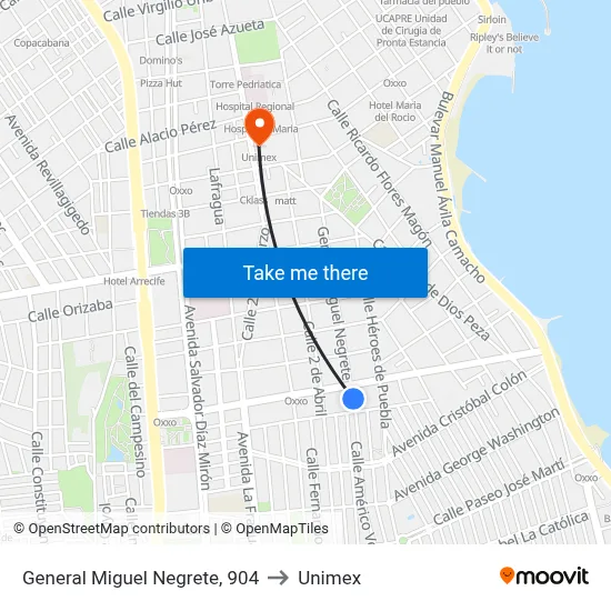 General Miguel Negrete, 904 to Unimex map