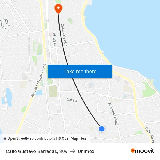 Calle Gustavo Barradas, 809 to Unimex map