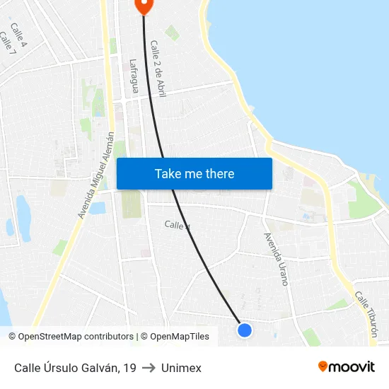 Calle Úrsulo Galván, 19 to Unimex map