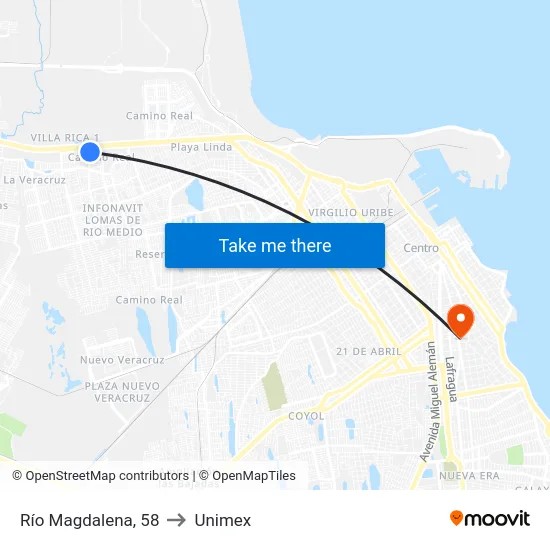 Río Magdalena, 58 to Unimex map