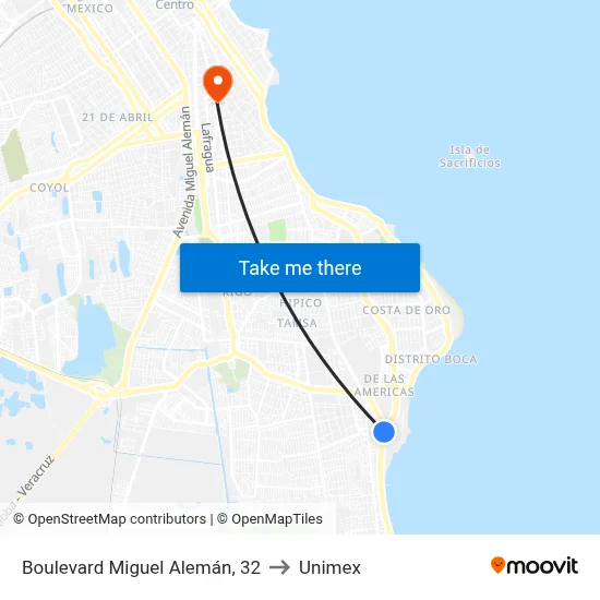 Boulevard Miguel Alemán, 32 to Unimex map