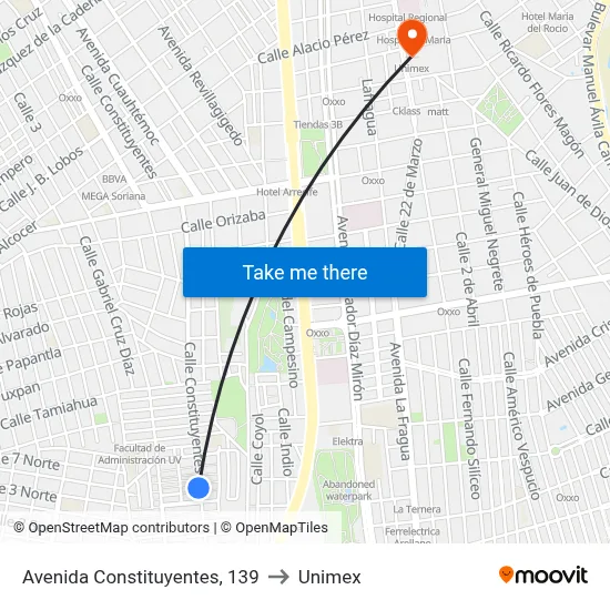 Avenida Constituyentes, 139 to Unimex map