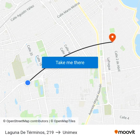 Laguna De Términos, 219 to Unimex map