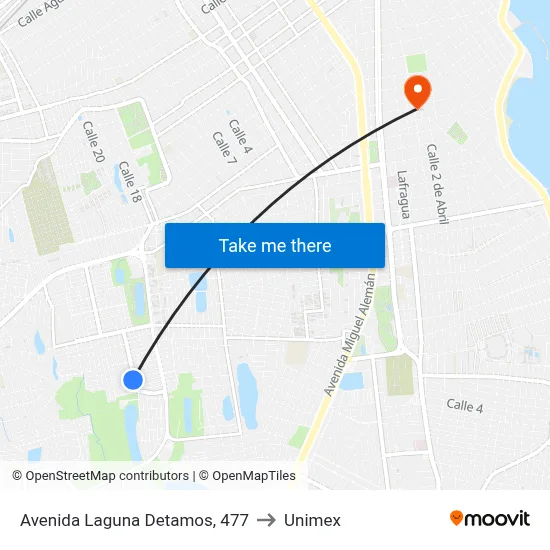 Avenida Laguna Detamos, 477 to Unimex map