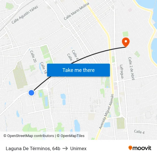 Laguna De Términos, 64b to Unimex map