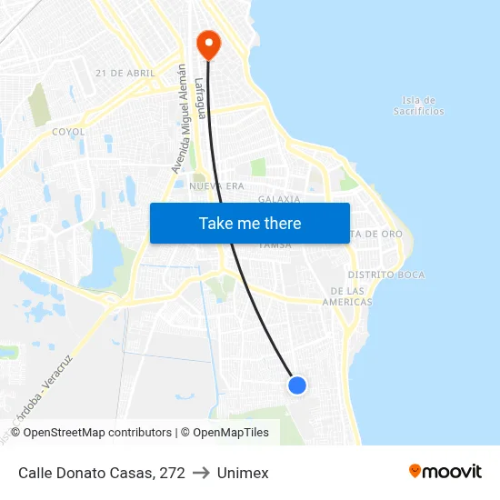 Calle Donato Casas, 272 to Unimex map