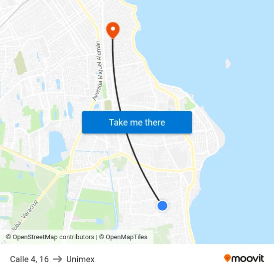 Calle 4, 16 to Unimex map