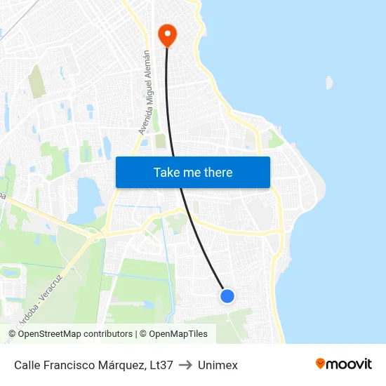 Calle Francisco Márquez, Lt37 to Unimex map