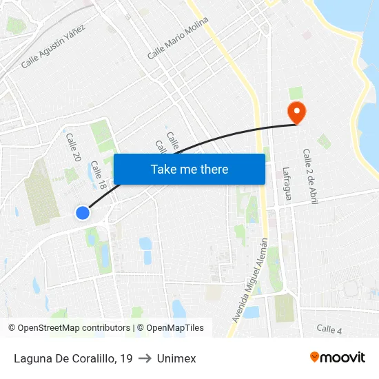Laguna De Coralillo, 19 to Unimex map