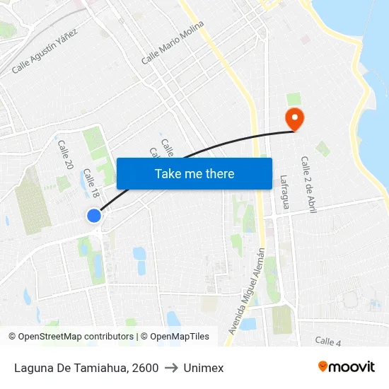 Laguna De Tamiahua, 2600 to Unimex map