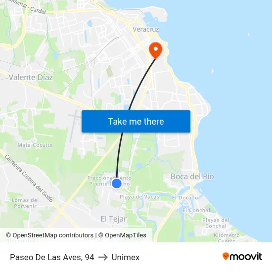Paseo De Las Aves, 94 to Unimex map
