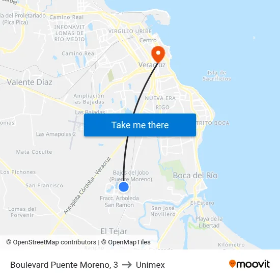 Boulevard Puente Moreno, 3 to Unimex map