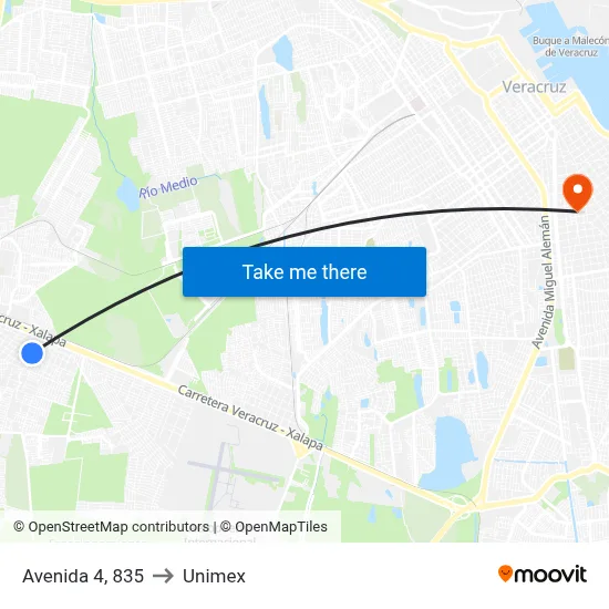 Avenida 4, 835 to Unimex map