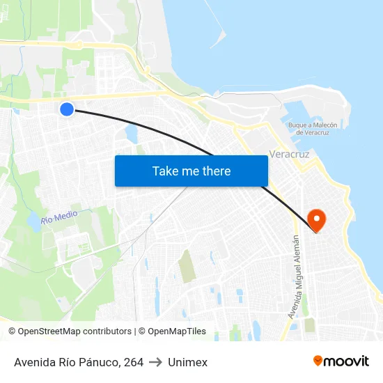 Avenida Río Pánuco, 264 to Unimex map