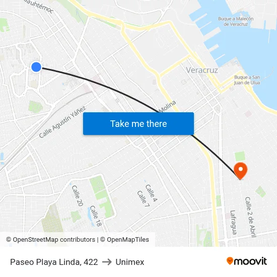 Paseo Playa Linda, 422 to Unimex map