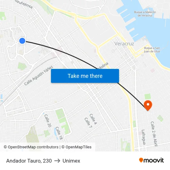Andador Tauro, 230 to Unimex map