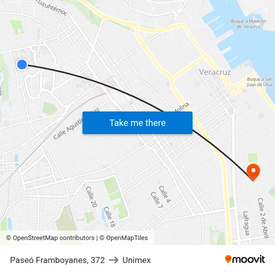 Paseó Framboyanes, 372 to Unimex map