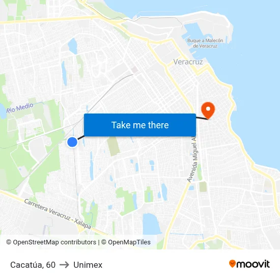 Cacatúa, 60 to Unimex map